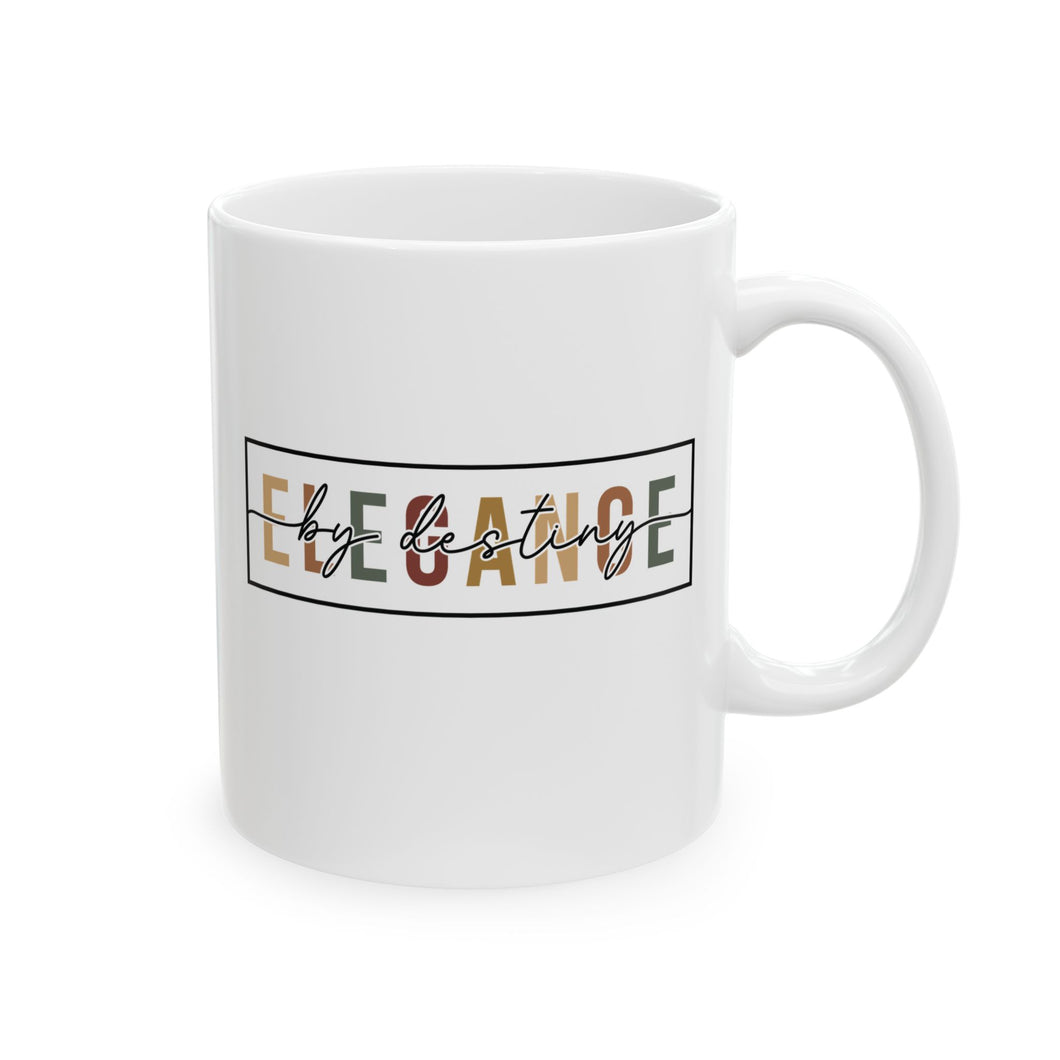 White ceramic mug featuring the phrase 